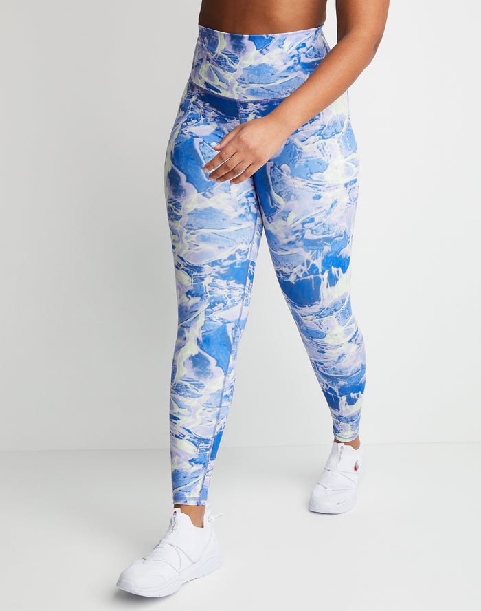 Leggings Champion Mujer - Soft Touch 7/8 Print ( Azules/Blancas ) 8407539-UX